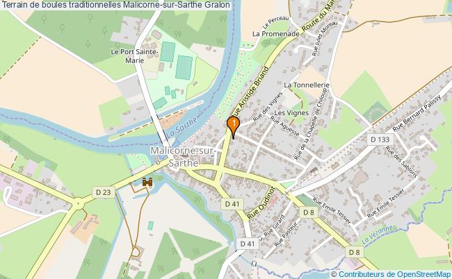 plan Terrain de boules traditionnelles Malicorne-sur-Sarthe : 1 équipements