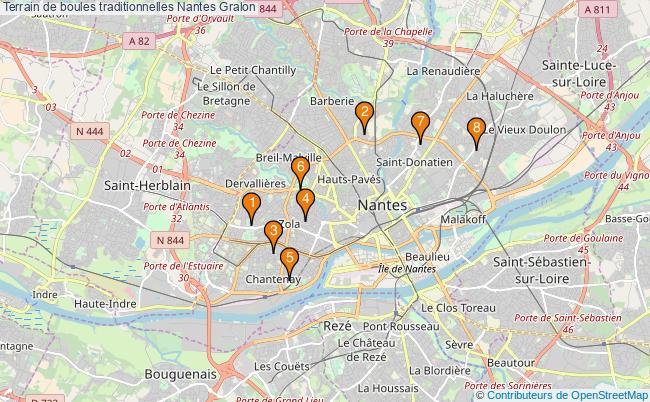 plan Terrain de boules traditionnelles Nantes : 8 équipements