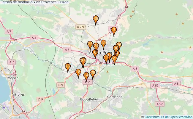 plan Terrain de football Aix en Provence : 34 équipements