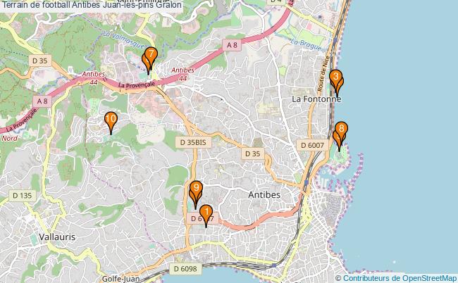 plan Terrain de football Antibes Juan-les-pins : 10 équipements