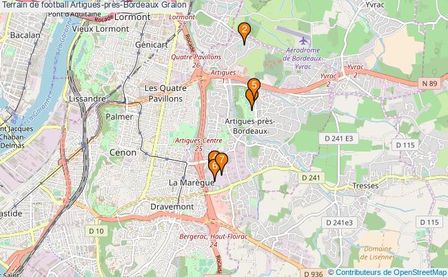 plan Terrain de football Artigues-près-Bordeaux : 7 équipements