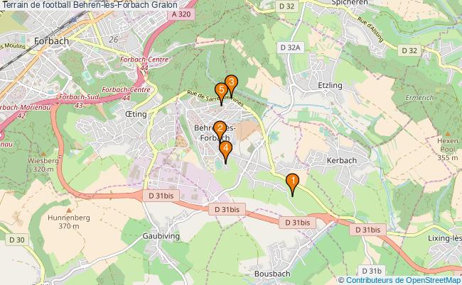 plan Terrain de football Behren-lès-Forbach : 5 équipements