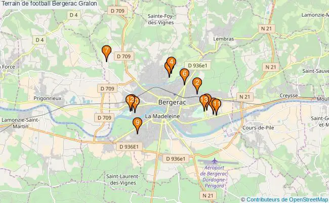 plan Terrain de football Bergerac : 13 équipements