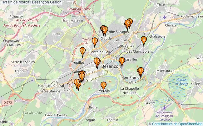 plan Terrain de football Besançon : 21 équipements