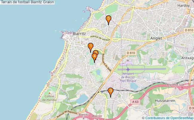 plan Terrain de football Biarritz : 5 équipements