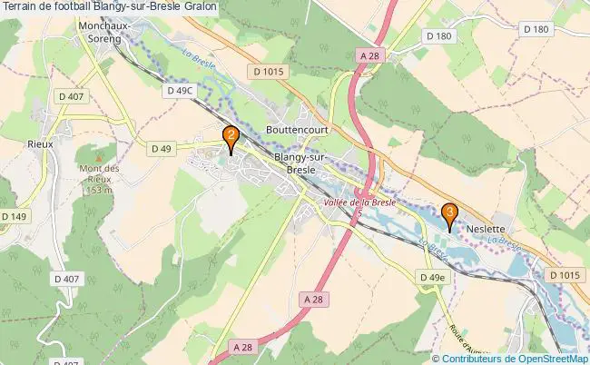 plan Terrain de football Blangy-sur-Bresle : 3 équipements