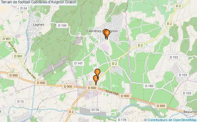 plan Terrain de football Cabrières-d'Avignon : 4 équipements