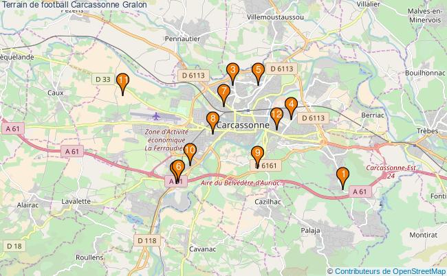 plan Terrain de football Carcassonne : 12 équipements