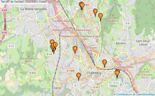 plan Terrain de football Chambéry : 14 équipements