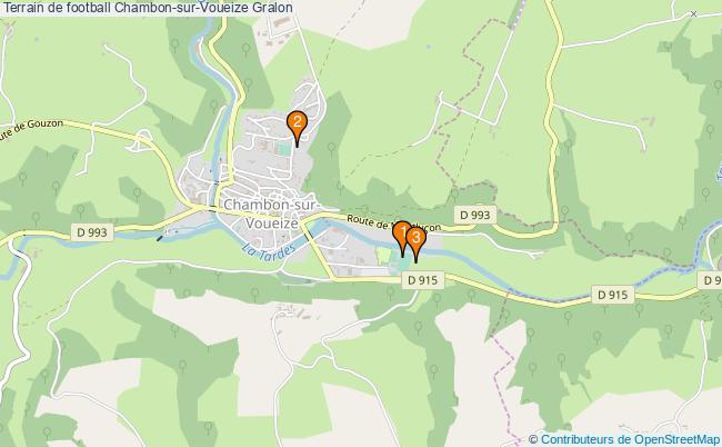 plan Terrain de football Chambon-sur-Voueize : 3 équipements