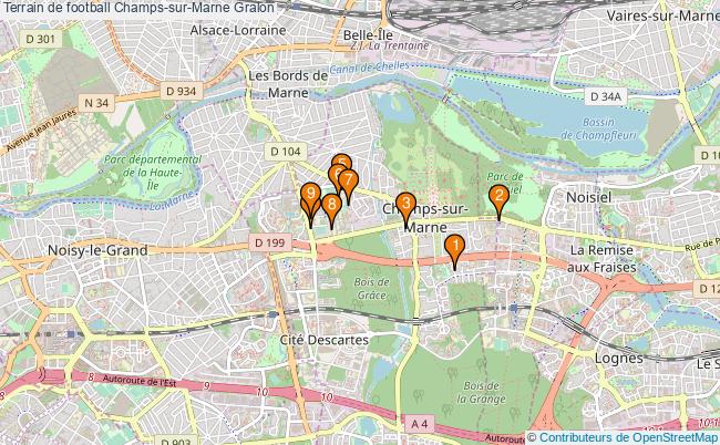 plan Terrain de football Champs-sur-Marne : 9 équipements