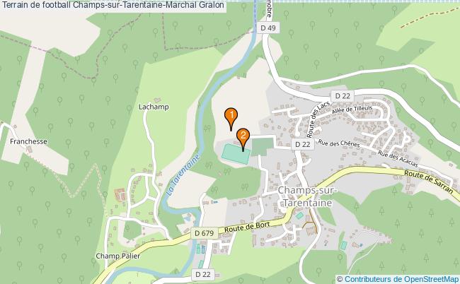 plan Terrain de football Champs-sur-Tarentaine-Marchal : 2 équipements