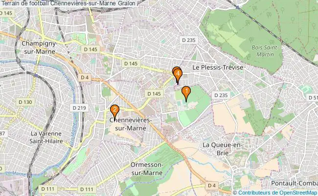 plan Terrain de football Chennevières-sur-Marne : 4 équipements