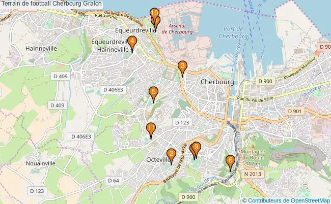 plan Terrain de football Cherbourg : 11 équipements