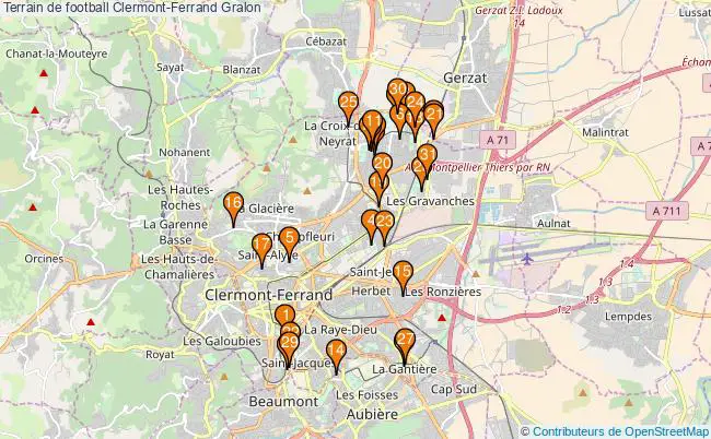 plan Terrain de football Clermont-Ferrand : 31 équipements