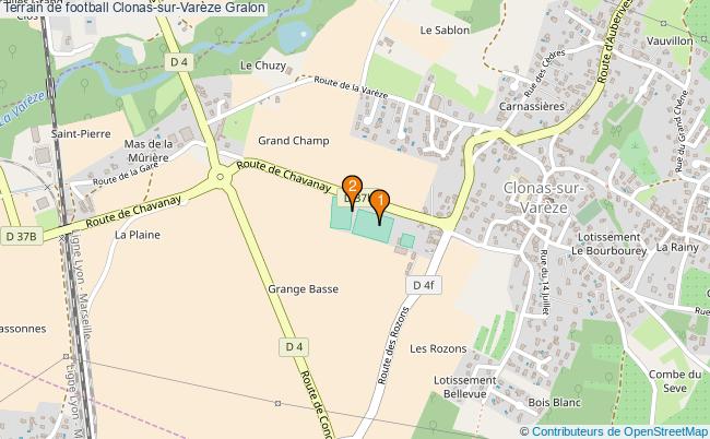 plan Terrain de football Clonas-sur-Varèze : 2 équipements