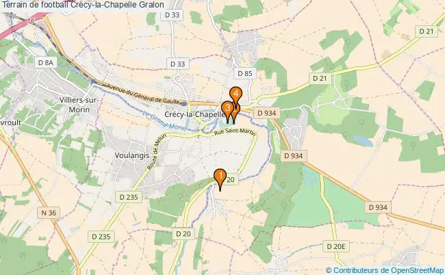 plan Terrain de football Crécy-la-Chapelle : 4 équipements