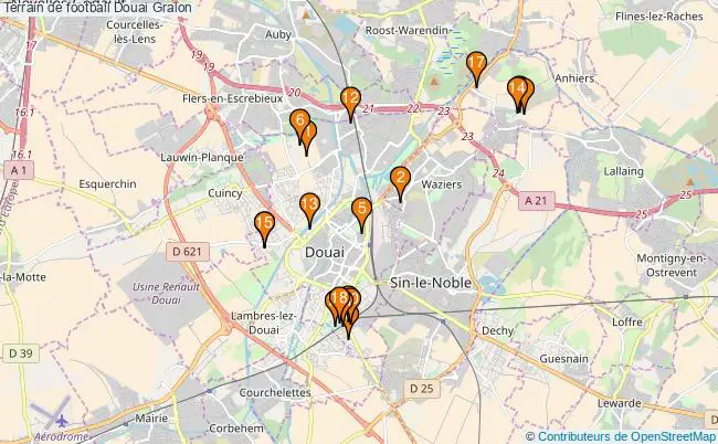 plan Terrain de football Douai : 18 équipements