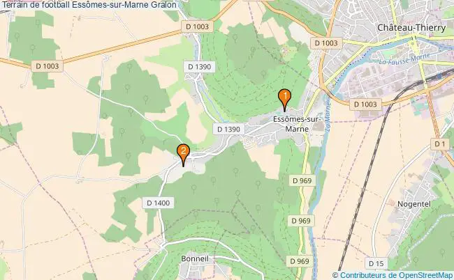 plan Terrain de football Essômes-sur-Marne : 2 équipements