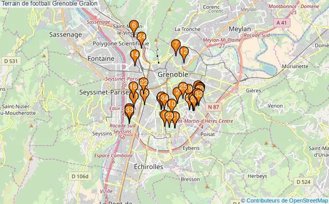 plan Terrain de football Grenoble : 34 équipements