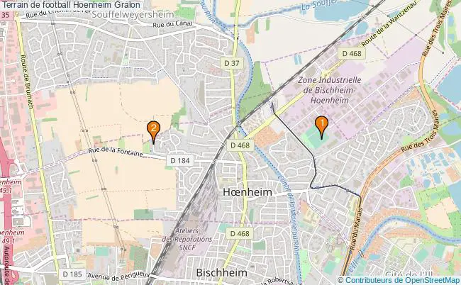 plan Terrain de football Hoenheim : 2 équipements