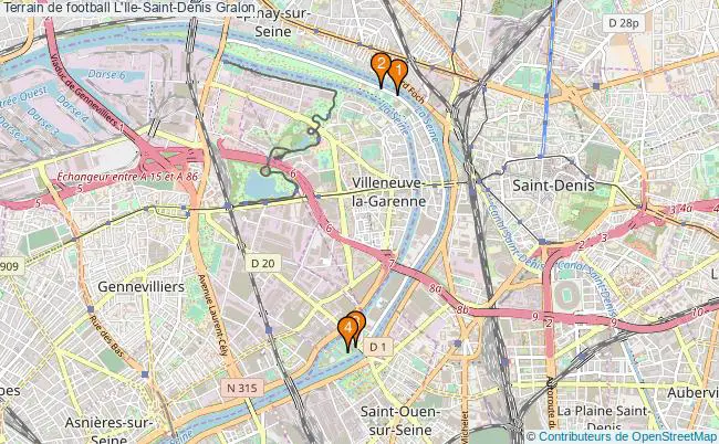 plan Terrain de football L'Ile-Saint-Denis : 4 équipements