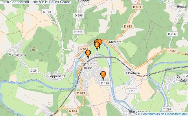 plan Terrain de football L'Isle-sur-le-Doubs : 5 équipements
