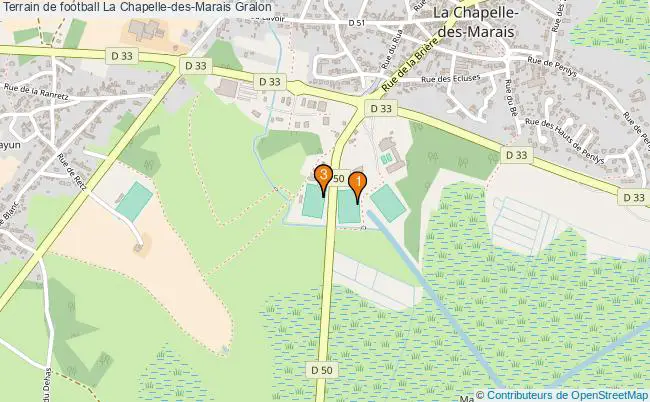 plan Terrain de football La Chapelle-des-Marais : 3 équipements