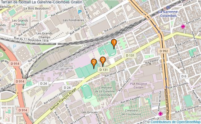 plan Terrain de football La Garenne-Colombes : 3 équipements