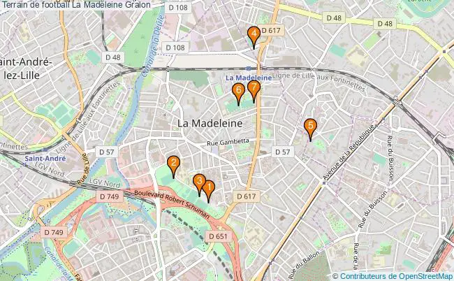 plan Terrain de football La Madeleine : 7 équipements