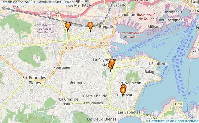 plan Terrain de football La Seyne-sur-Mer : 7 équipements