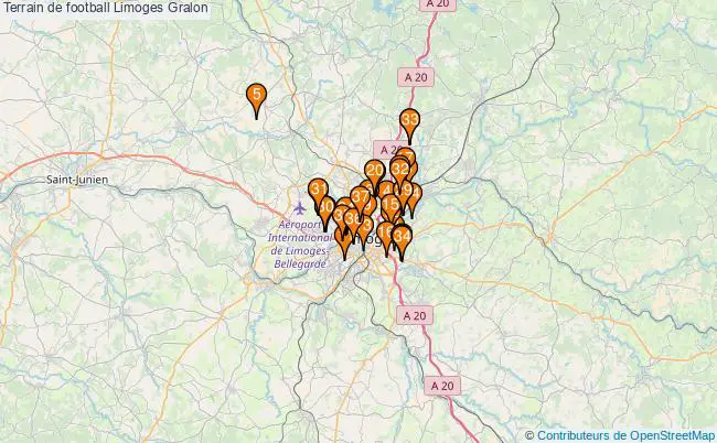 plan Terrain de football Limoges : 37 équipements