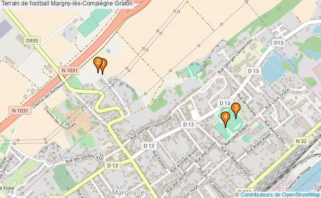 plan Terrain de football Margny-lès-Compiègne : 4 équipements
