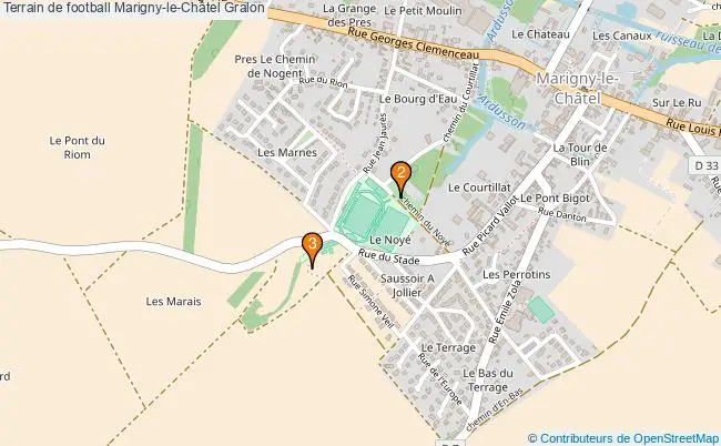 plan Terrain de football Marigny-le-Châtel : 3 équipements