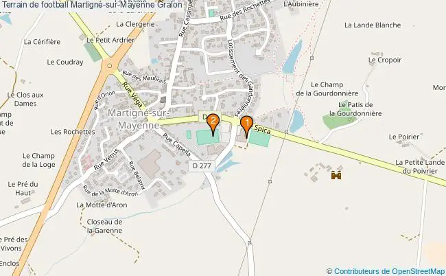 plan Terrain de football Martigné-sur-Mayenne : 2 équipements