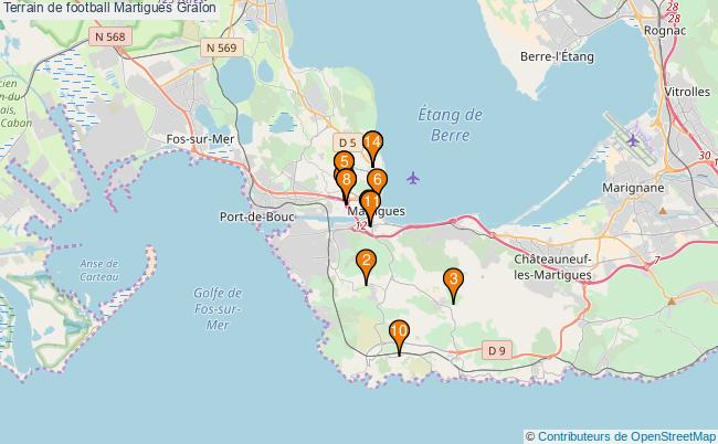 plan Terrain de football Martigues : 14 équipements