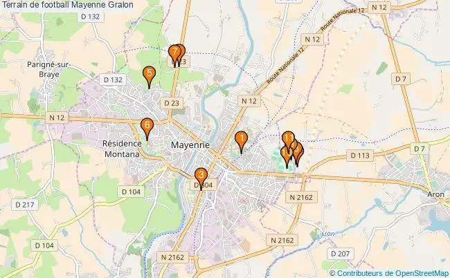 plan Terrain de football Mayenne : 11 équipements