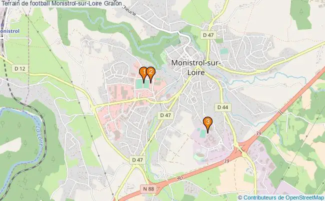 plan Terrain de football Monistrol-sur-Loire : 3 équipements