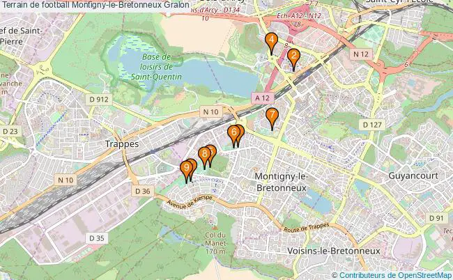 plan Terrain de football Montigny-le-Bretonneux : 9 équipements