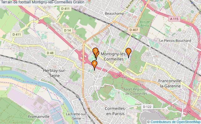 plan Terrain de football Montigny-lès-Cormeilles : 4 équipements