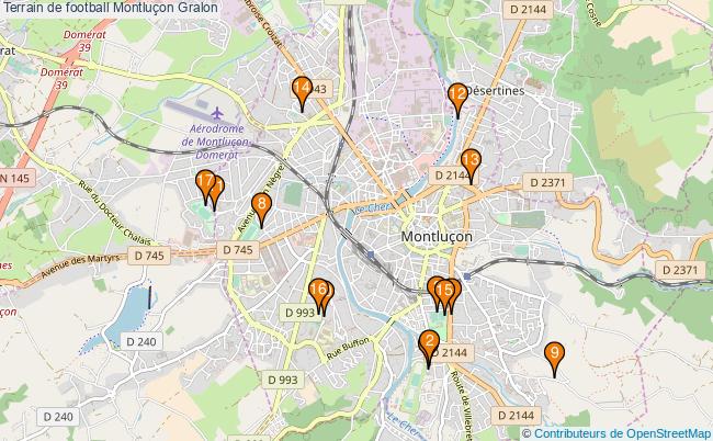 plan Terrain de football Montluçon : 17 équipements