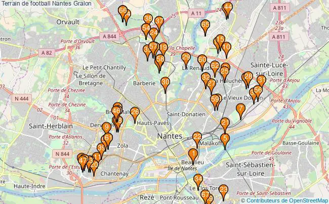 plan Terrain de football Nantes : 67 équipements