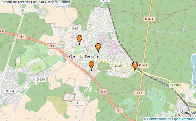 plan Terrain de football Ozoir-la-Ferrière : 4 équipements