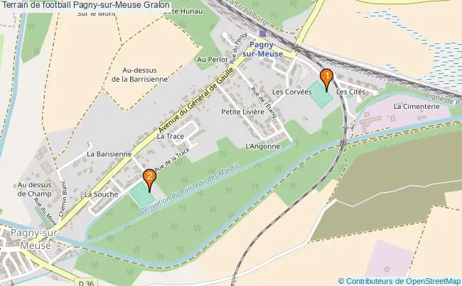 plan Terrain de football Pagny-sur-Meuse : 2 équipements