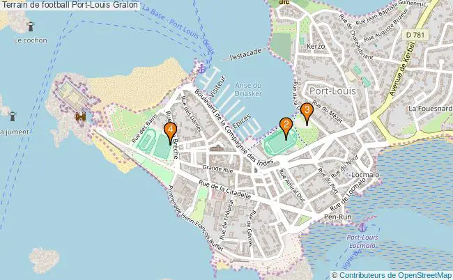 plan Terrain de football Port-Louis : 4 équipements