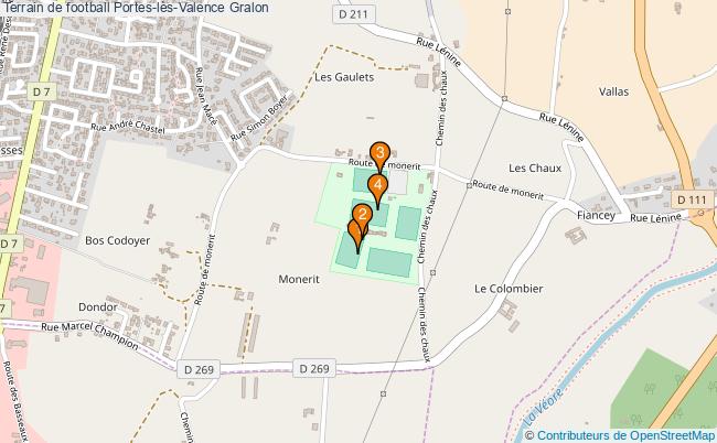 plan Terrain de football Portes-lès-Valence : 4 équipements