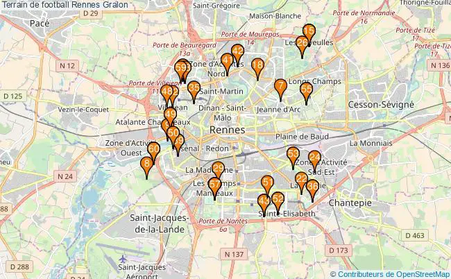 plan Terrain de football Rennes : 60 équipements