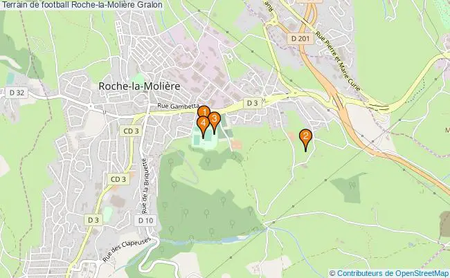 plan Terrain de football Roche-la-Molière : 4 équipements