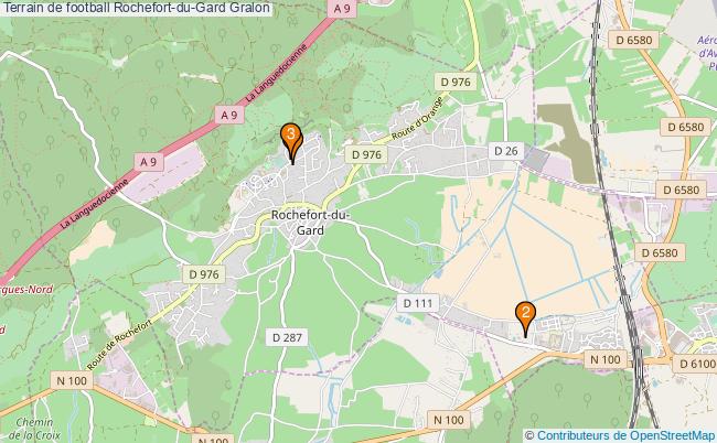 plan Terrain de football Rochefort-du-Gard : 3 équipements