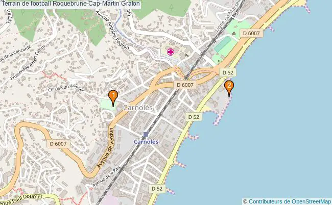 plan Terrain de football Roquebrune-Cap-Martin : 2 équipements